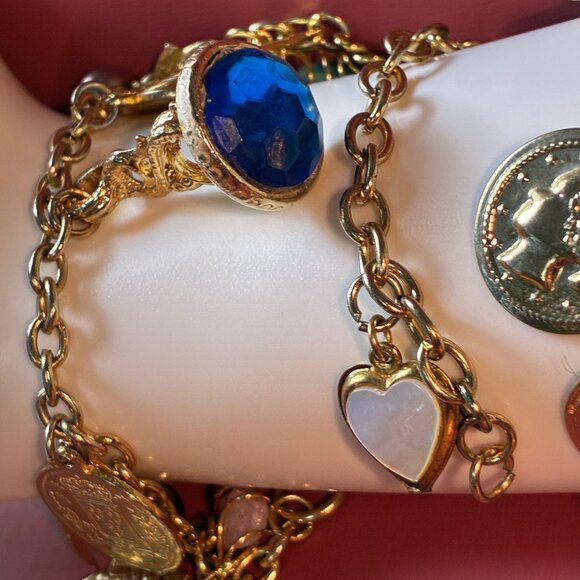 Vintage Bracelets Lot Coins Gypsy comes with Earrings & Heart Locket Mini - Picture 9 of 15